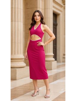RARE - Women Casual Hot Pink Colour Solid Dress