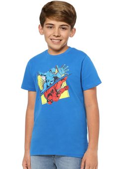Jack & Jones Junior - Boys X Marvel Blue Spider Man Crew Neck T-shirt