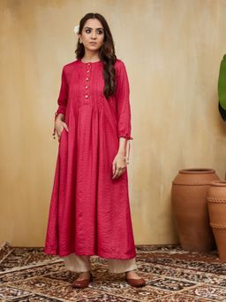 Mushio - Pink Hand Embellished Cotton Stripe Rashida Kurta