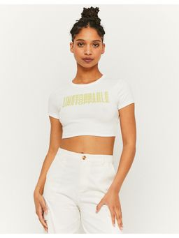 TALLY WEiJL - Off White Knit Crop Top