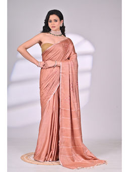 SAANTHA - Peach Soft Silk Saree with Unstitched Blouse