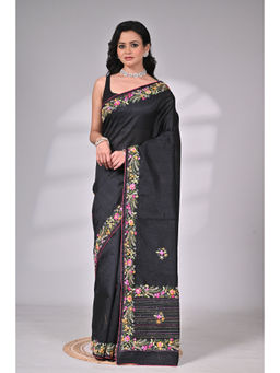 SAANTHA - Silk Blend Hand Embroidery Saree with Unstitched Blouse