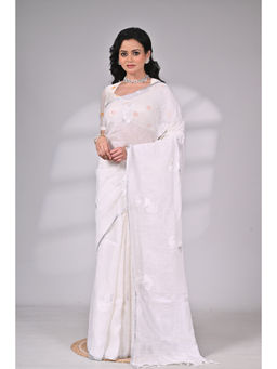 SAANTHA - Linen Classic Thread Motifs Saree with Unstitched Blouse