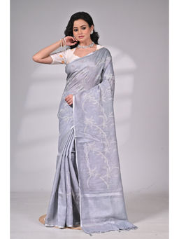SAANTHA - Linen Thread Embroidery Saree with Unstitched Blouse