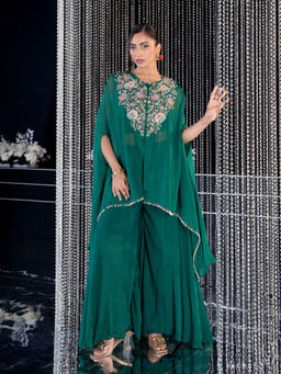 Label S4U - Green Organza Floral Embroidered Co-Ord Set