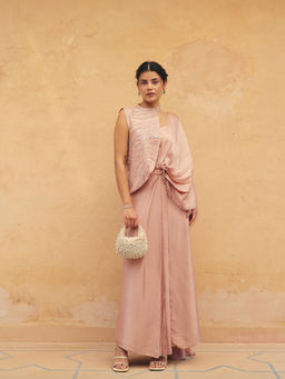 Maenaam - Irvine Embellished Pre Drape Saree with Stitched Blouse & Jacket