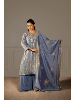 Punam Khetann - Neel Nirantar Kurta with Palazzo & Dupatta