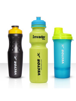 Vector X - Sports Combo of Protein Shaker & Water Sippers Pack of 3 (700 ml)
