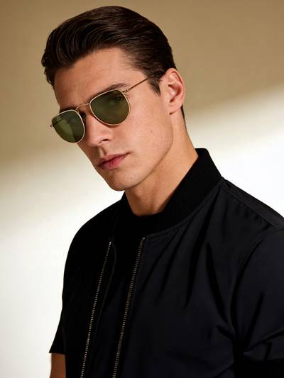 Green Round 100% Uv Protected Sunglasses For Men Size 50