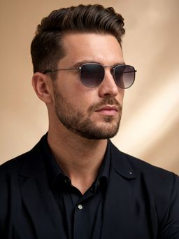IDEE - Grey Round 100% Uv Protected Sunglasses For Men Size 50