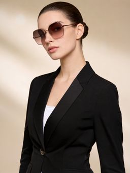 IDEE - Brown Hexagon 100% Uv Protected Sunglasses For Women Size 60