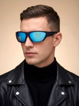 IDEE - Blue Rectangle 100% Uv Protected Sunglasses For Men Size 67