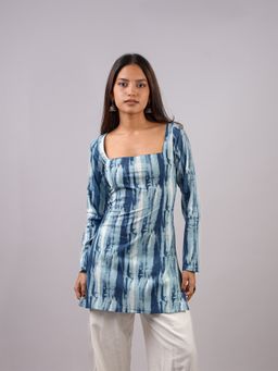 NISHORAMA - Jaya Sleeved Corset Blue Kurti