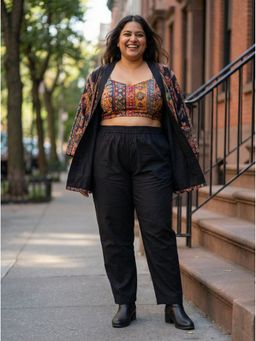 Zuri - Curvy Relaxed Fit Premium Cotton Black Pants
