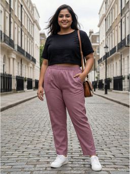 Zuri - Curvy Relaxed Fit Premium Cotton Pink Pants