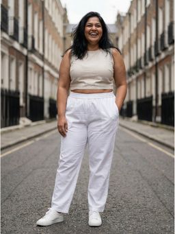 Zuri - Curvy Relaxed Fit Premium Cotton White Pants