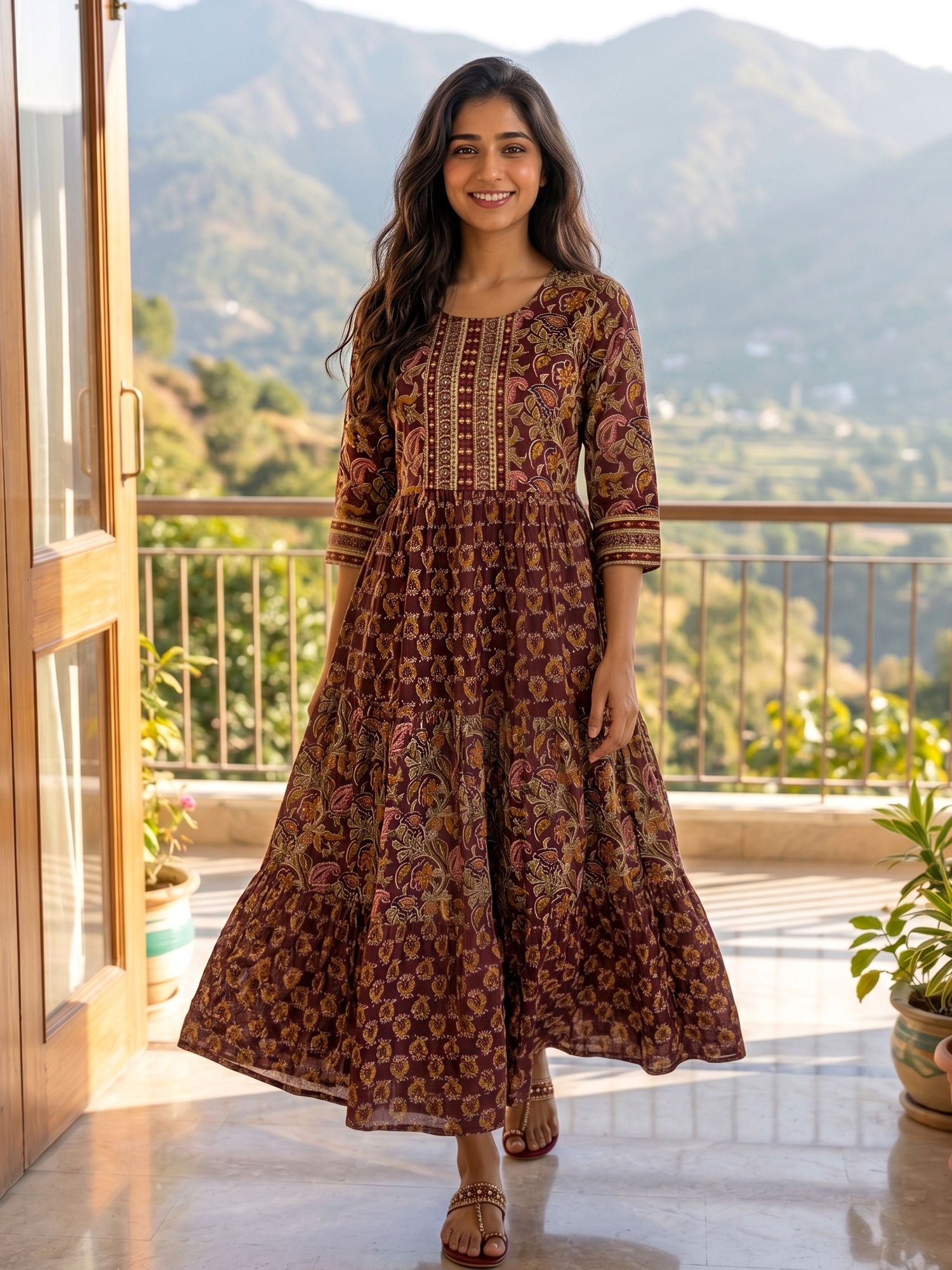 rangita Women Multi-Color Cotton Printed Flared Midi Dress-picture-14