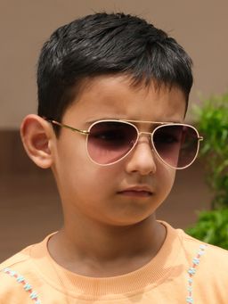 DukieKooky - Light Purple Polarized and Uv Protected Aviator Sunglass (3-12 Years)