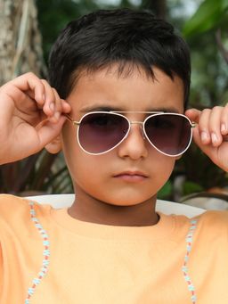 DukieKooky - Light Purple Polarized and Uv Protected Aviator Sunglass (3-12 Years)