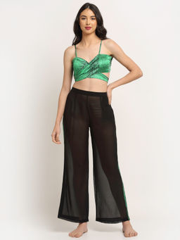 AOBA - Women Green & Black Beachwear Set