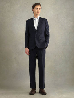 Arrow - Men Blue Tailored Fit Jacquard Two Piece Suit (Set of 2)