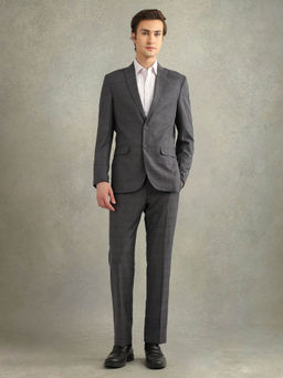 Arrow - Men Grey Checked Tailored Fit Suit (Set of 2)