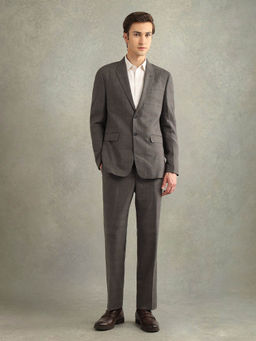 Arrow - Men Grey Checked Tailored Fit Dobby Suit (Set of 2)