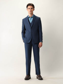 Arrow - Men Blue Textured Dobby Ceremonial Suit (Set of 3)