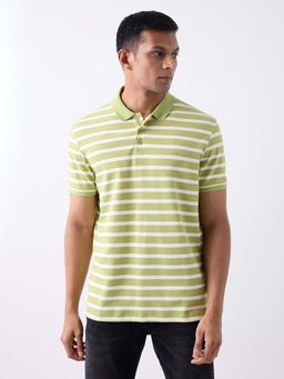Spykar - Green Stripes Regular Polo T-Shirt