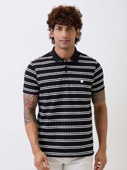 Spykar - Black Stripes Slim Polo T-Shirt