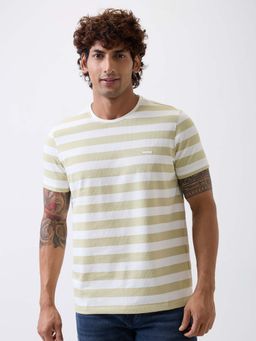 Spykar - Green Stripes Regular T-Shirt