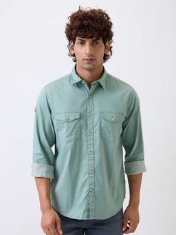Spykar - Green Solid Slim Shirt