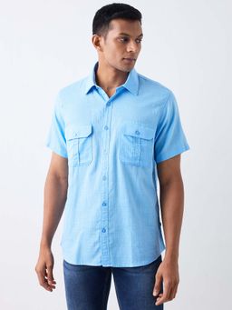 Spykar - Blue Solid Slim Shirt