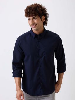Spykar - Blue Solid Slim Shirt