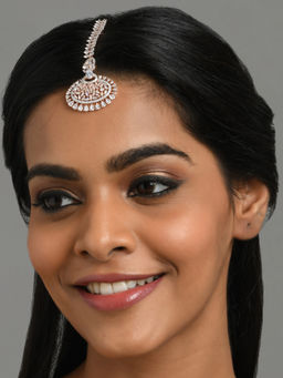 Fida - Wedding Luxurious Rose Gold-Plated American Diamond Maang Tikka for Women