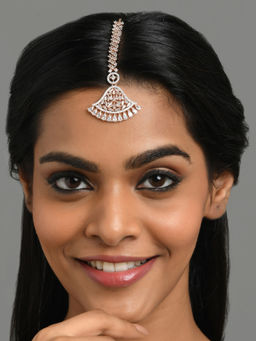 Fida - Wedding Luxurious Rose Gold-Plated American Diamond Maang Tikka for Women