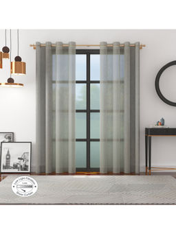 HomeTown - Amour Set of 2 Xl Door Sheer Curtain in Charcoal Color