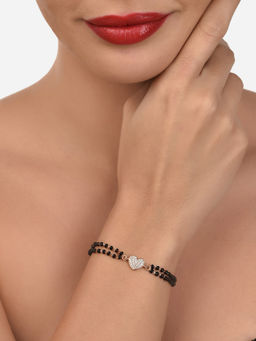 Zaveri Pearls - Rose Gold Heart Shape Cubic Zirconia Mangalsutra Bracelet-ZPFK12637