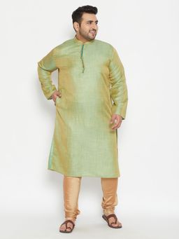 Vastramay - Men Mint Green Viscose Blend Kurta