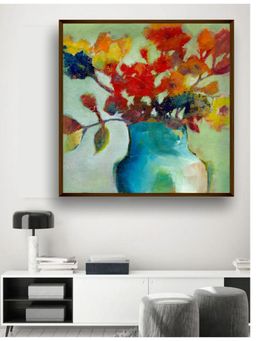 The Art House - Red Blue Abstract Framed Wall Painting