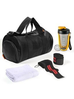 Kuber Industries - Ultimate Gym Bag, Water Bottle, Face Towel, 2 Wrist Bands - Black
