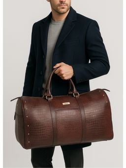 Strutt - Unisex Alfred- Maroon Premium Leather Duffle Bag (Medium)