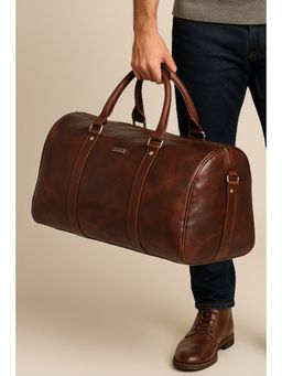 Strutt - Unisex Charles Premium Brown Crushed Leather Duffle Bag (Medium)