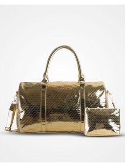 Strutt - Women's Shimmer Gold Duffel Bag With Matching Toiletry Kit (Medium)