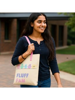 Strutt - Trendy Daily Use Women's Printed Canvas Tote Bag - Fluff Fam (Medium)