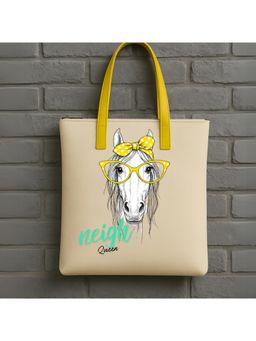 Strutt - Trendy Daily Use Women's Printed Canvas Tote Bag - Neigh Queen (Medium)