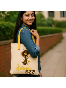 Strutt - Trendy Daily Use Women's Printed Canvas Tote Bag - Queen Bee (Medium)
