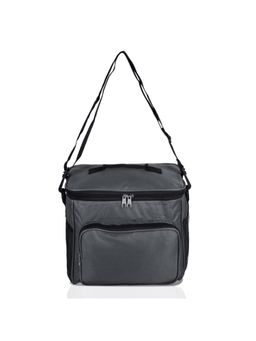 Kuber Industries - Unisex Insulated Front Pocket And Handle And Bottle Holder Lunch Bag-Gray