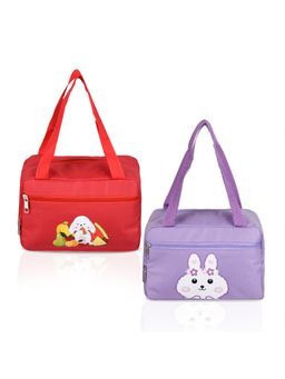 Kuber Industries - Unisex Thermal Insulated Lunch Bag-Red And Purple (Pack Of 2)