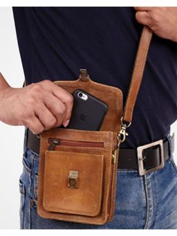 Strutt - Stylish Tan Leather Flap Crossbody Bum Bag (Medium)